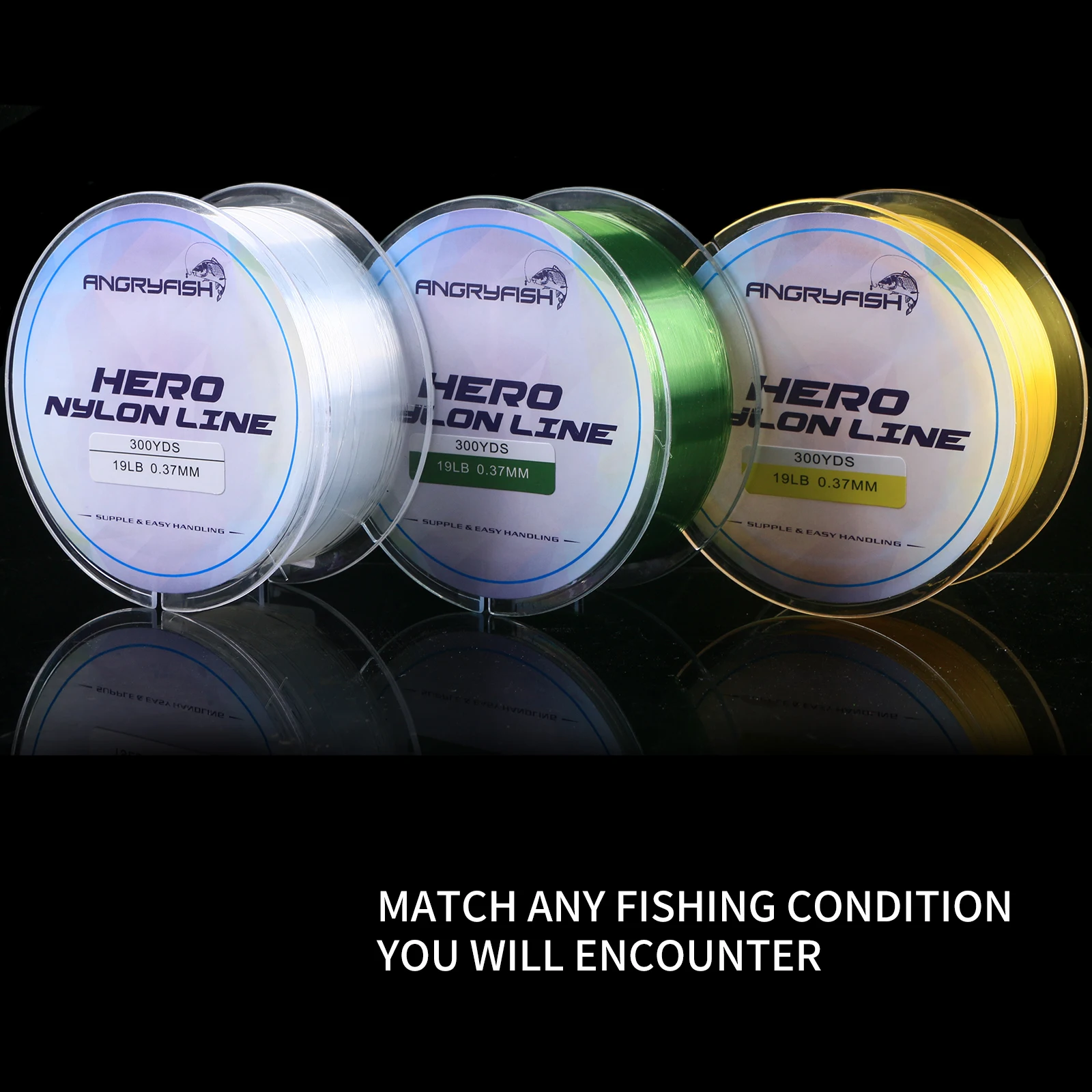 Angryfish Hero 3 вида цветов 300YD 0 12 мм 47 нейлоновая рыболовная леска Материал супер