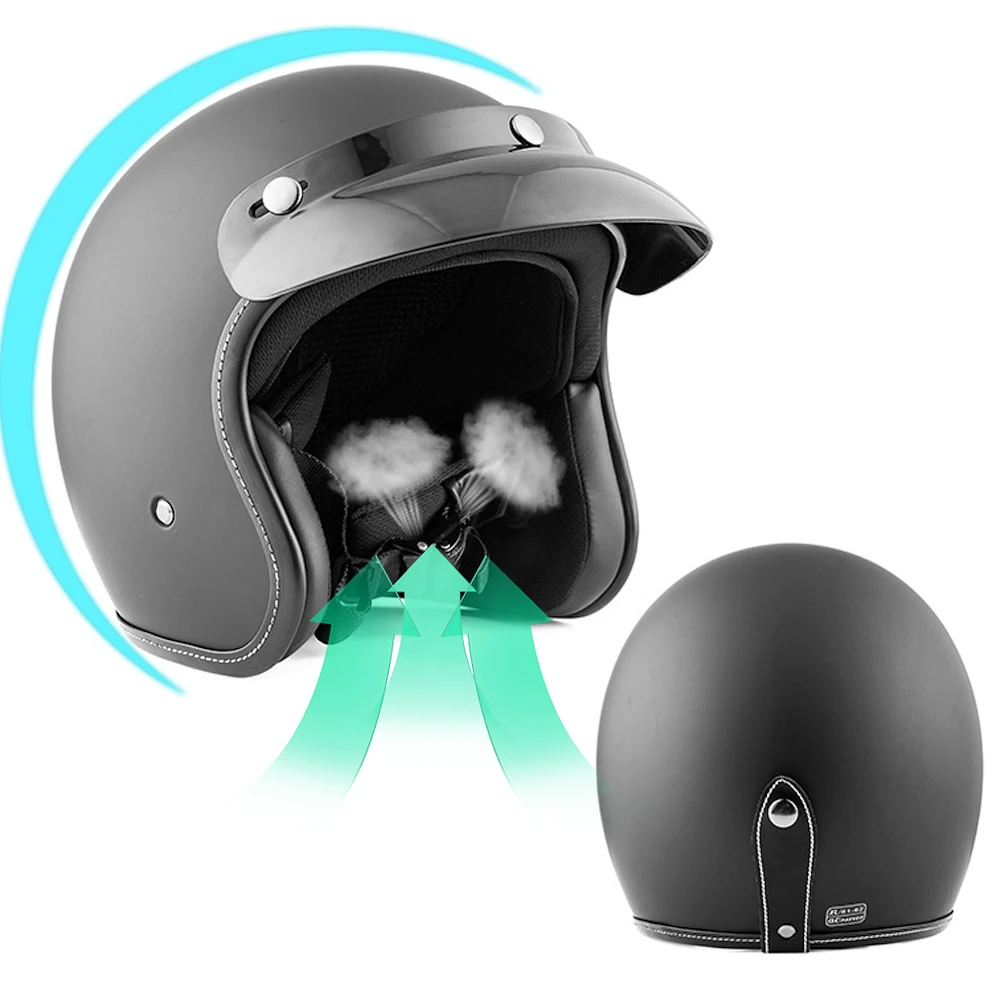 Шлем мотоциклетный винтажный с открытым лицом 3/4 | Автомобили и мотоциклы