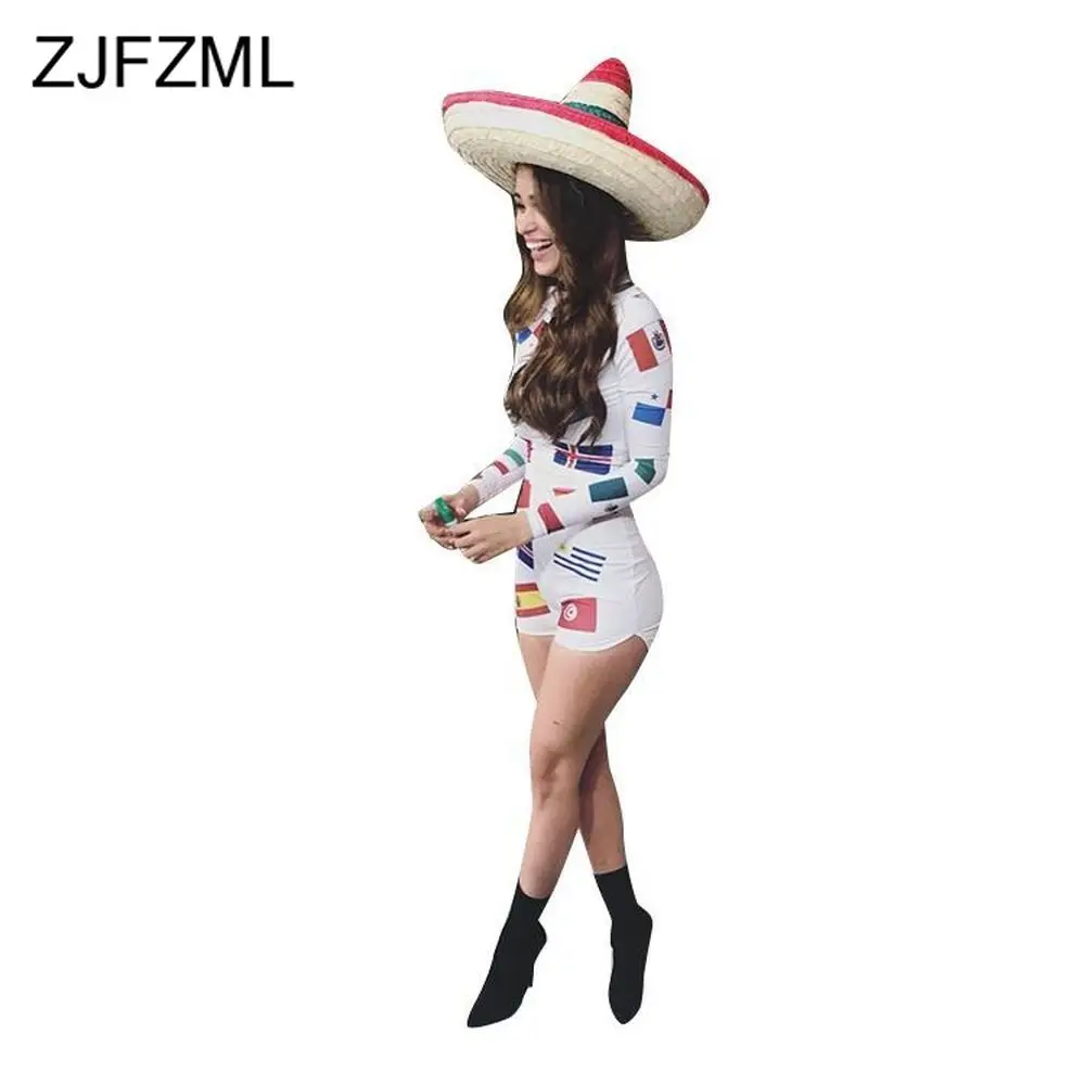 

Женский комбинезон с принтом, с глубоким V-образным вырезом, длинным рукавом, модный цельный комбинезон с высокой талией