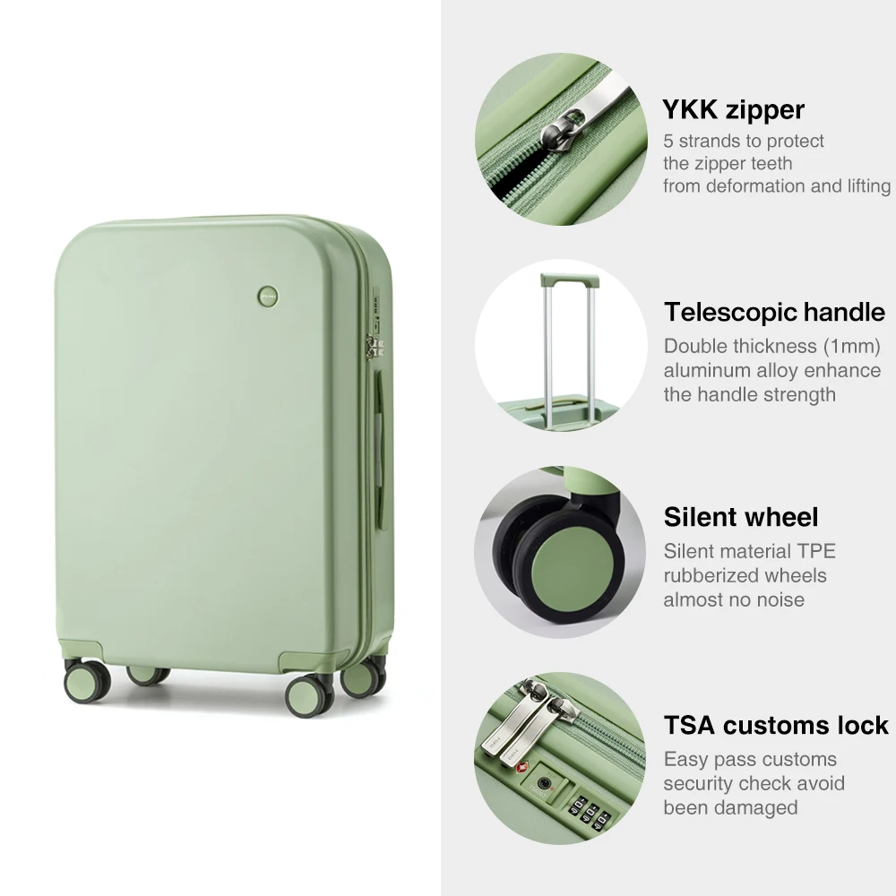 Mixi Puristic Design Travel Luggage Rolling Wheels Hardside Women Suitcase Men Trolley Case 16 20 Carry On/Big 22 24 26 28 Inch