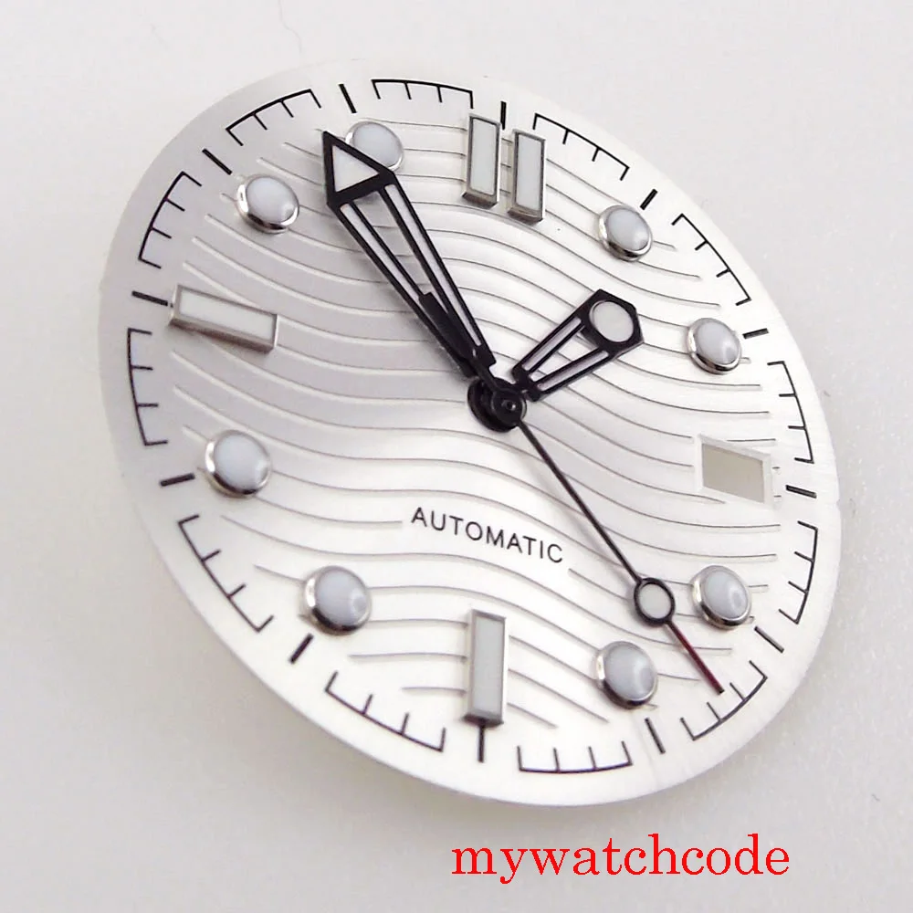 31 мм стерильный белый топ качество часы циферблат для 24 драгоценностей NH35