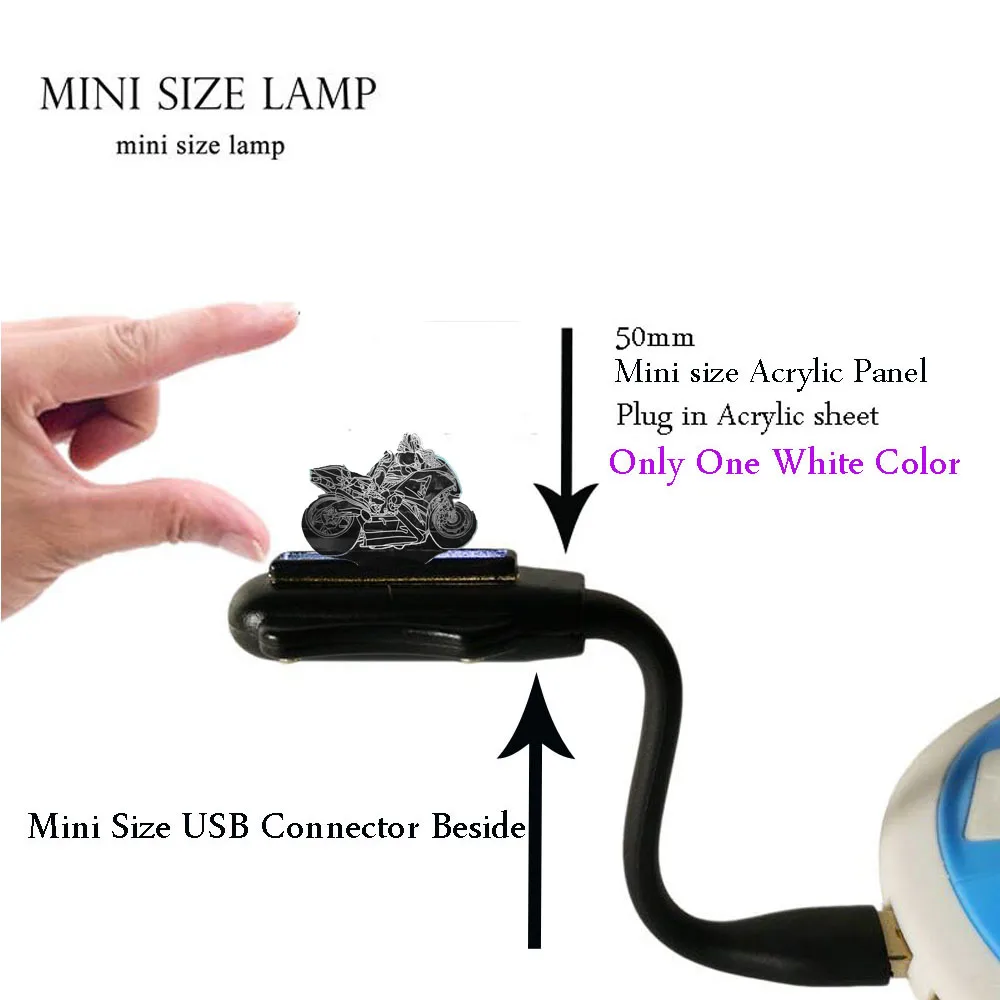 MINI Креативный 3D светодиодный светильник, мотоцикл, человек 7 цветов, пеленальный столик, ночник, крутой мальчик, спальня, украшение, детский подарок, USB базовый переключатель - Испускаемый цвет: MINI