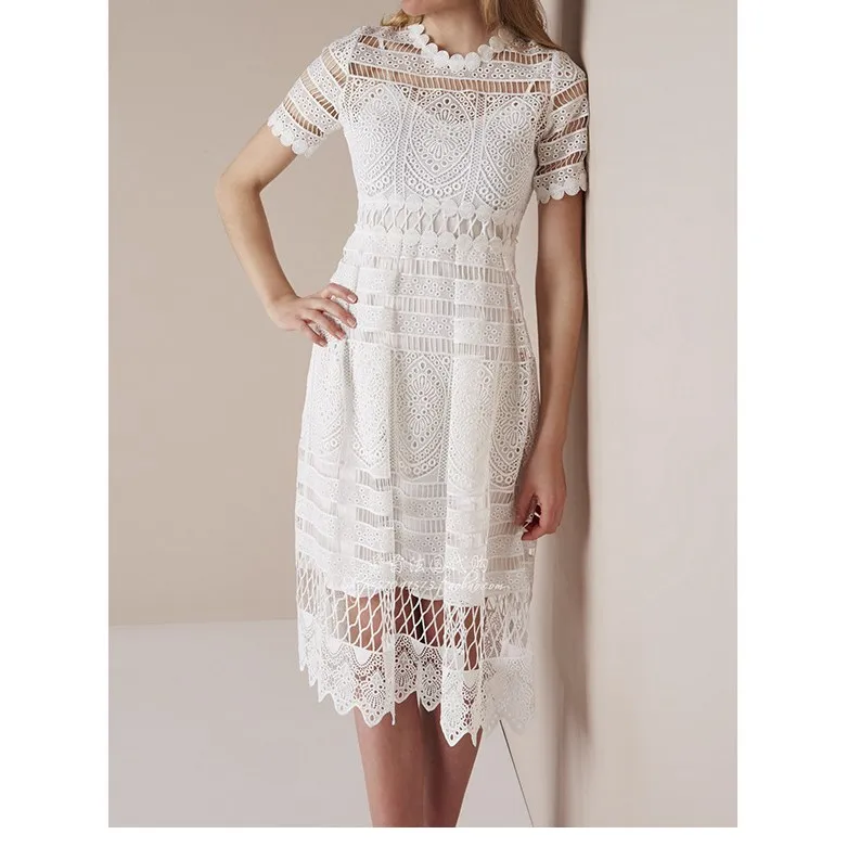 Женское кружевное платье в стиле пэчворк винтажное средней длины трапециевидной