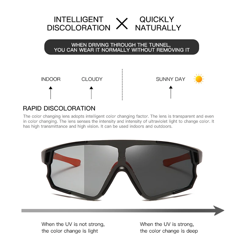 Поляризованные фотохромные велосипедные солнцезащитные очки для мужчин и