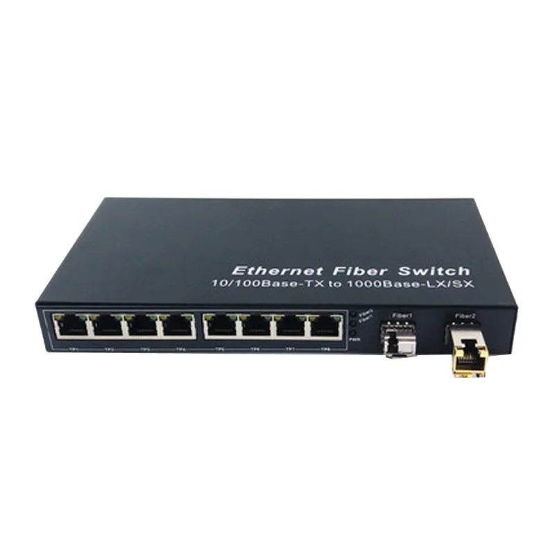 2 порта SFP fiber port 8 RJ45 poe Gigabit ethernet переключатель поэ 10 портов медиа конвертер plug play UTP