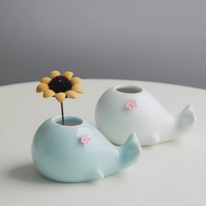 

Modern Fresh Ceramic Vase Mini Porcelain Crafts Creative Cute Bottles Dried Flower Pot Fashion Home Decoration Accessories