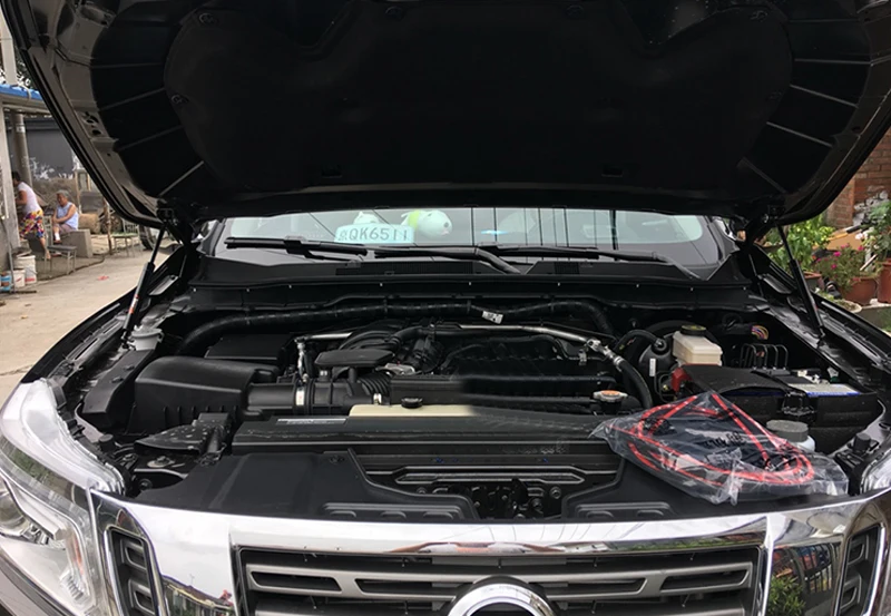 Для Nissan Navara NP300- нержавеющая черная крышка двигателя опорный стержень гидравлический капот опоры газовые пружины