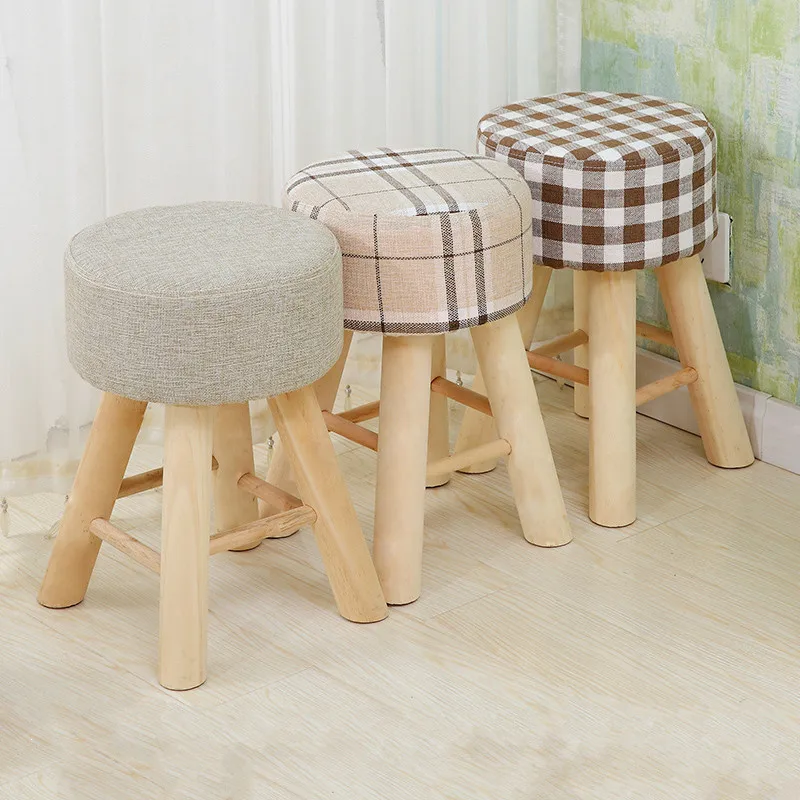Тканевые табуреты из сосны модный диван современный твердый деревянный табурет