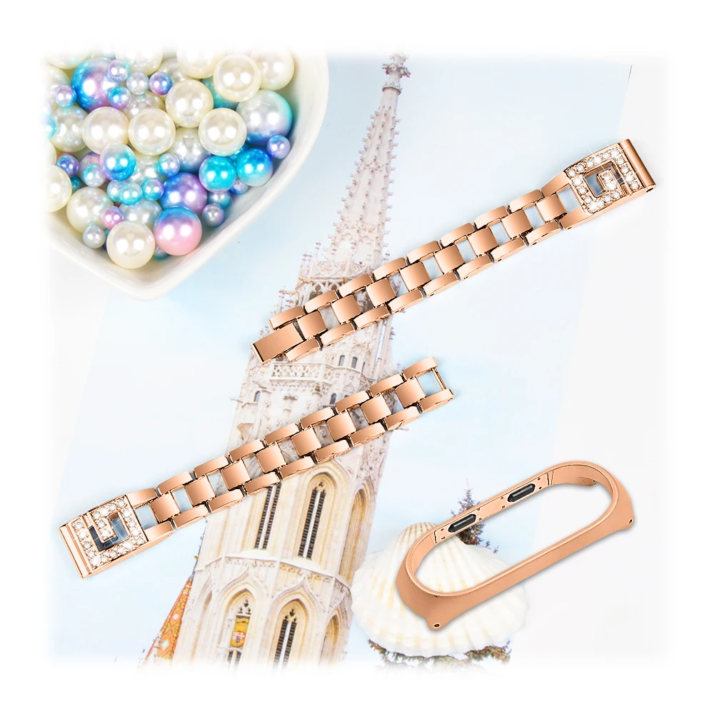 

Stainless Steel Diamonds Watch Strap For Xiaomi Mi Band 3 4 Replacement Bracelet Wriststrap For Xiaomi 3 4 Watch band Wriststrap