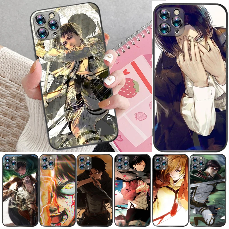 

Attack On Titan Eren Jager Mikasa Ackerman Armin Arlert Levi Phone Case For iPhone XR XS Max Funda Back Cover Carcasa Cases