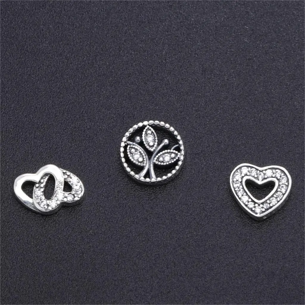 

Original 925 Sterling Silver Floating Locket pan Necklace With Clear Cubic Zirconia Glass For Women Gift DIY Jewelry