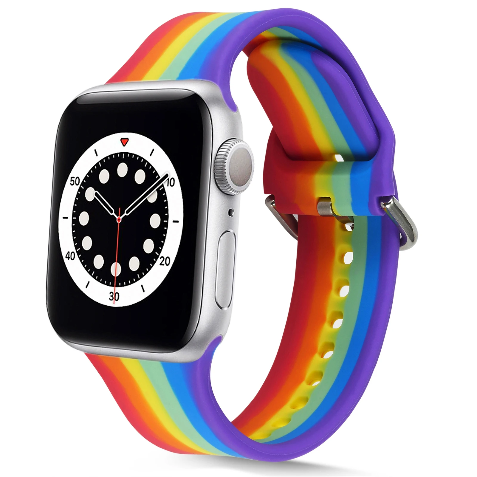 

Rainbow Silicone Strap for Apple Watch Band 40mm 44mm 38mm 42mm Sport Rubber Watchband Smartwatch Bracelet 3 4 5 6 Se WristBand