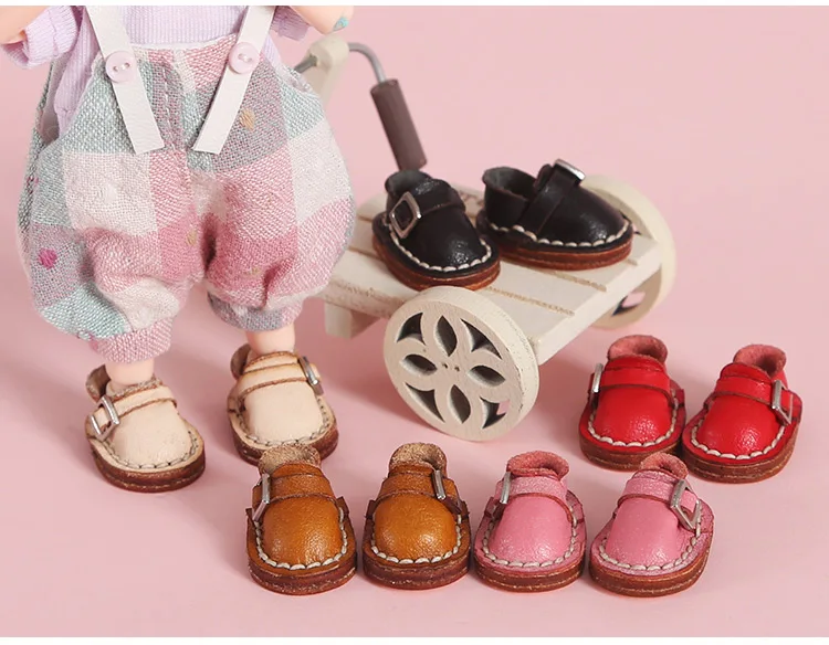 

OB11 doll shoes are suitable for 1/12 size GSC plain P9 size versatile flat shoes day buckle cow leather shoes doll accessories