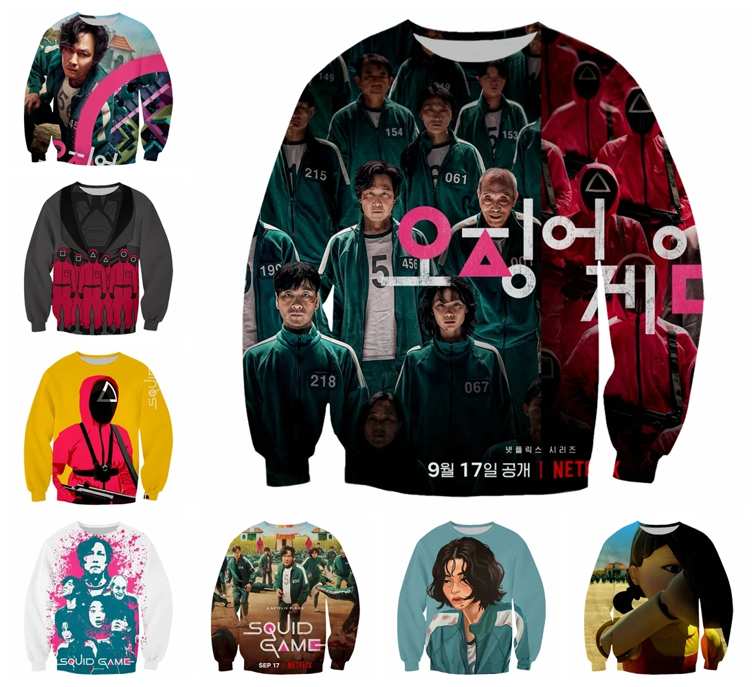 

Hot Sale Squid Game TV 3D Printed Sweatshirt For Women Men Halloween Pullover Christmas Sweatshirts Cosplay Costume Tracksuit
