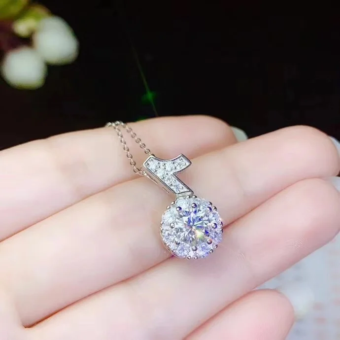 Круглые серебряные подвески Moissanite, 1 CT D VVS, роскошные Подвески Moissanite Weding для женщин