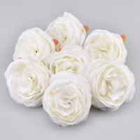high grade artificial peony white rose silk flower heads for wedding decoration diy wreath scrapbooking craft fake flowers