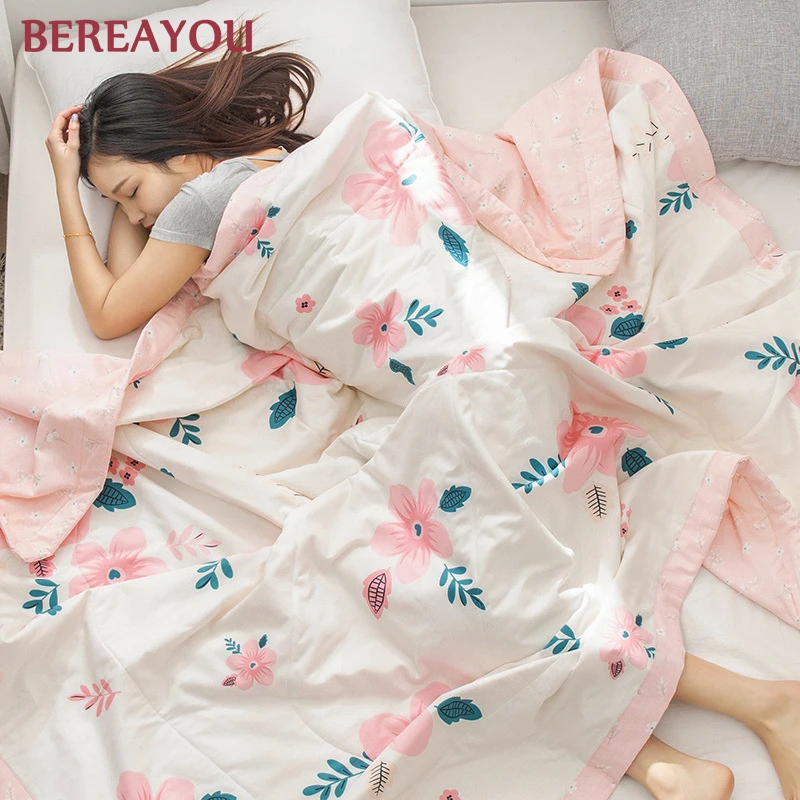 Одеяло летнее из 100% хлопка мягкое стеганое покрывало женского размера|Одеяла| |