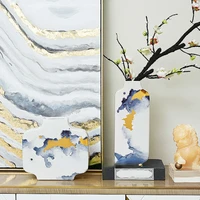 chinese style ceramics retro ink vase handmade golden flower arrangement modern home decoration desktop crafts furnishings