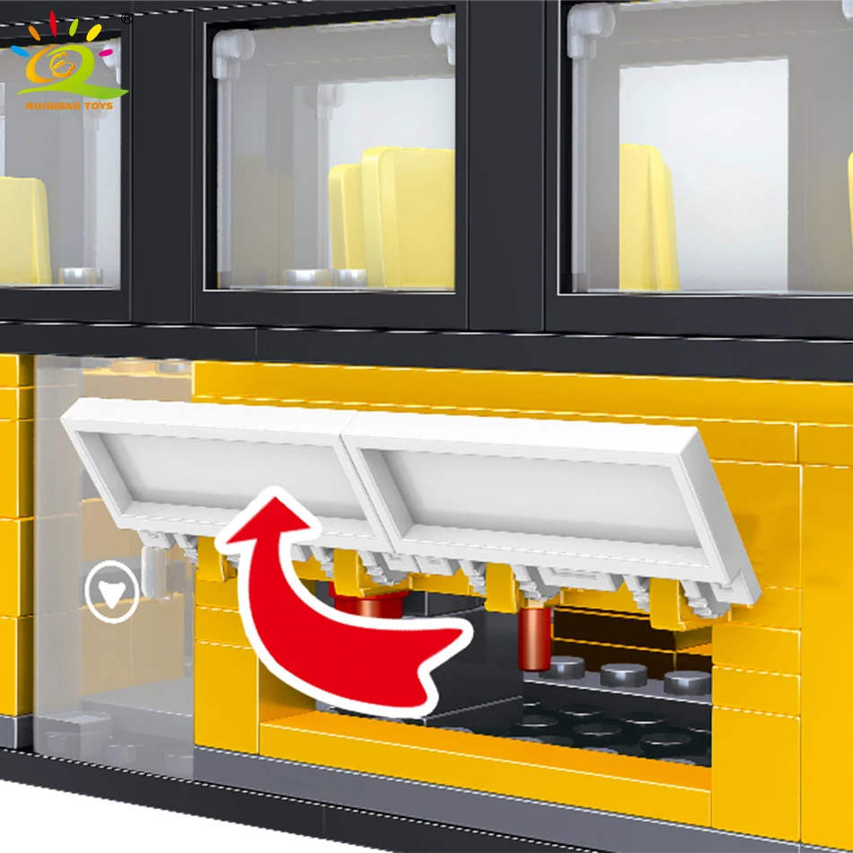 

HUIQIBAO 485Pcs Double Decker Bus Building Blocks City Street View Figures Bus Car Vehicle Bricks Educational Toys Children Gift