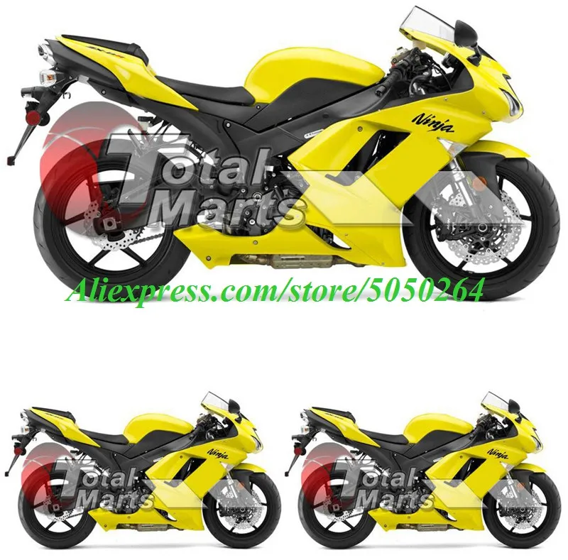 

4Gifts New ABS bike Fairings Kit Fit for kawasaki Ninja ZX6R 636 2007 2008 07 08 6R ZX-6R Bodywork set yellow glossy