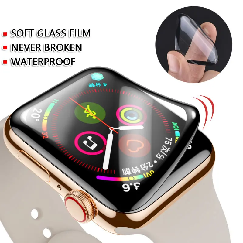 

9d Waterproof Full Screen Protector For Apple Watch 44mm 40mm 45mm 41mm Band Glass For Iwatch Series 7 6 Se 5 4 3 38mm 42mm