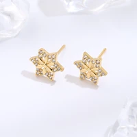 new gold micro inlaid zircon stud earrings fashionable and exquisite luxury style womens ear buckle earrings