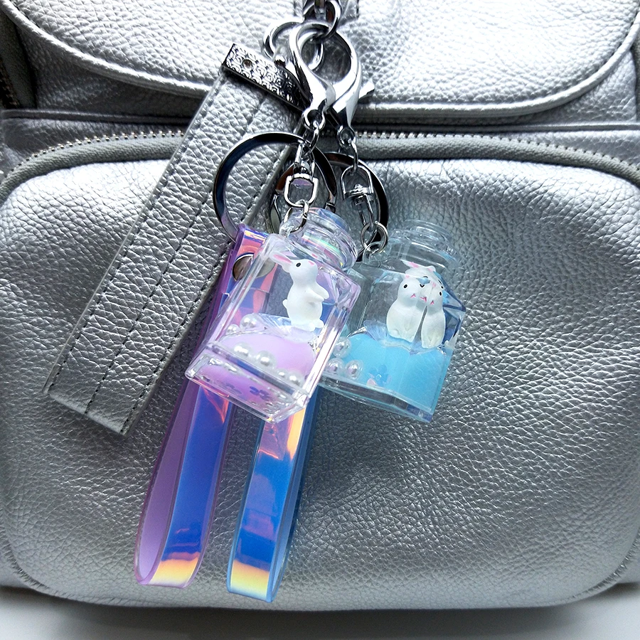 Пентаграмма с пандой или медвежонком кролик брелок жидкостью блеск зыбучие