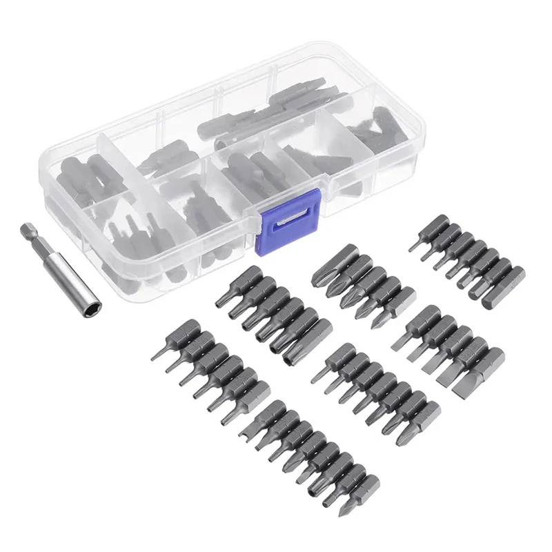 

44Pcs S2 Alloy Steel Screwdriver Bit Set Phillips Slotted Torx Hex Screwdriver Bits with Extension Rod 1/4 Inch Hex Shank