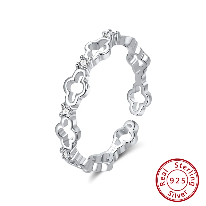 ORSA JEWELS кольцо чистый 925 Серебряные Регулируемые кольца для Для женщин 4 стиль Дополнительный синий и ясно AAAA фианит укладки вогнутые кольца ювелирные изделия SR140 - Цвет камня: SR140-P-W