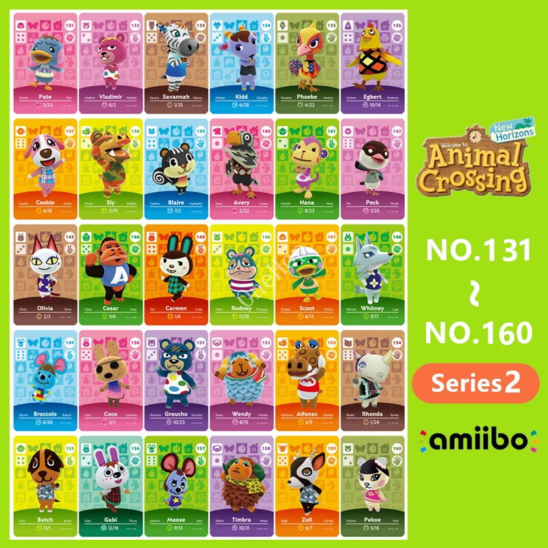 

Animal Croxxing NO.131~160 Card Series 2 Game Amxxbo Villager NFC Card Ntag215 Tag NS Switch 3DS Savannah Pekoe Zell Coco