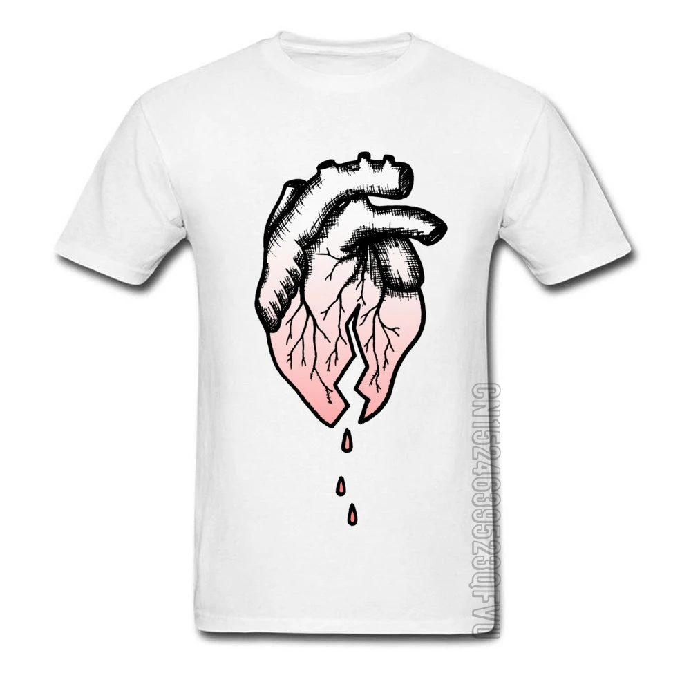 Футболка мужская с принтом сломанного сердца брендовая тенниска белым одежда