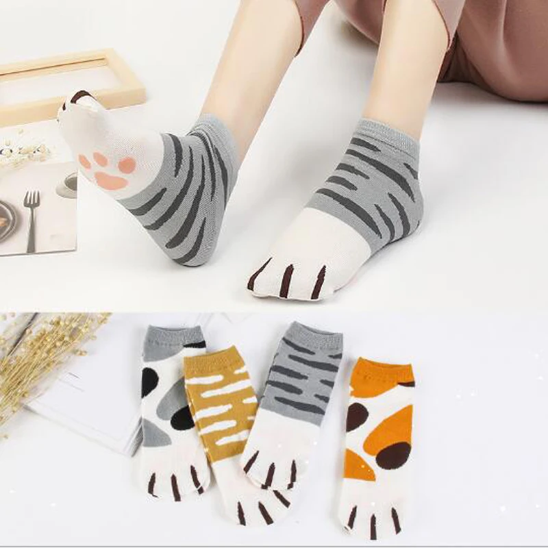 Модные милые хлопковые носки в виде кошек и для девушек летние весенние смешные