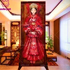 Квадратная картина из страз 5D классическая китайская невеста, объемная вышивка бисером, мозаика для домашнего декора