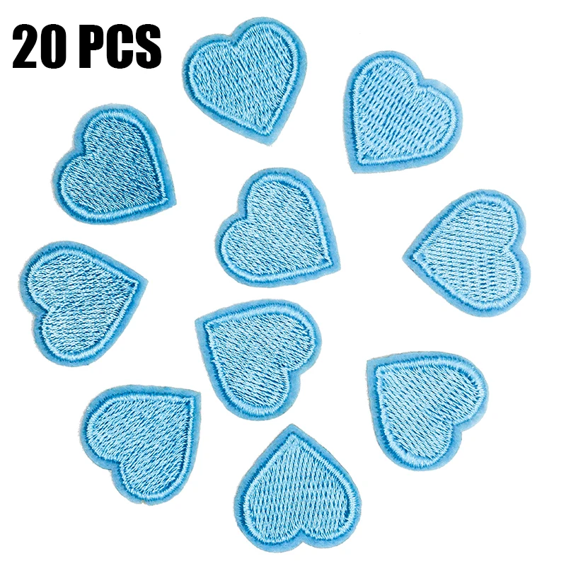 20PCS Blue DIY Аксессуары 20 шт Любовь красное и розовое сердце Железо на патч наклейки для одежды шитье на вышитые 2,6*2,4 см - Цвет: 20PCS Blue