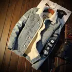 Мужская синяя джинсовая куртка, Повседневная облегающая куртка, 5XL