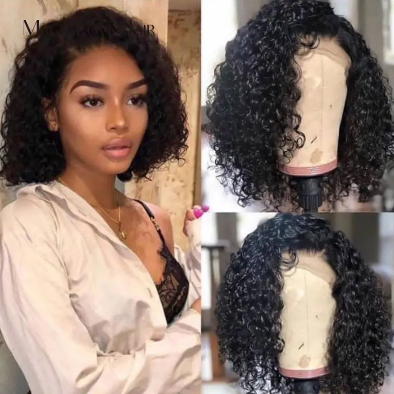 Magic Love Natural Wave Short Bob Lace Front Human Hair Wigs With Pre Plucked For Remy Hair