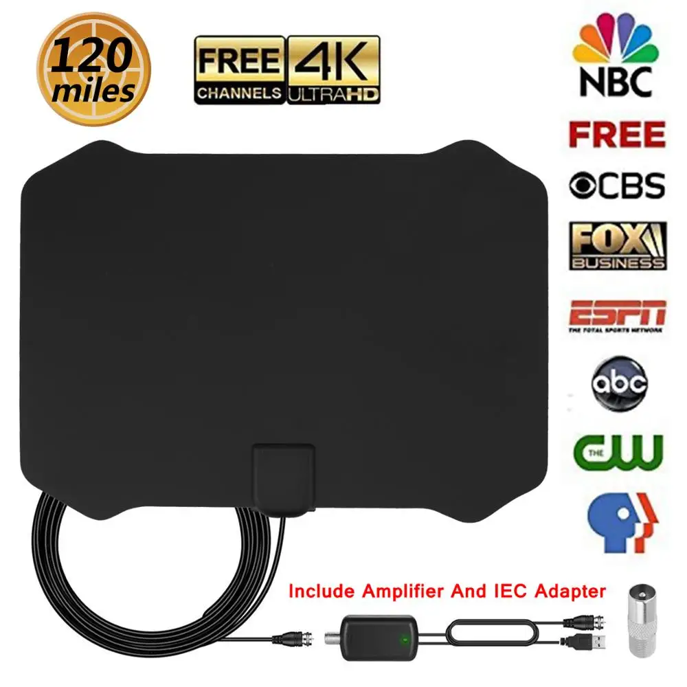 Антенны радиус DVB T/T2 комнатная 4K HD цифровая ТВ антенна + усилитель сигнала УКВ/УВЧ