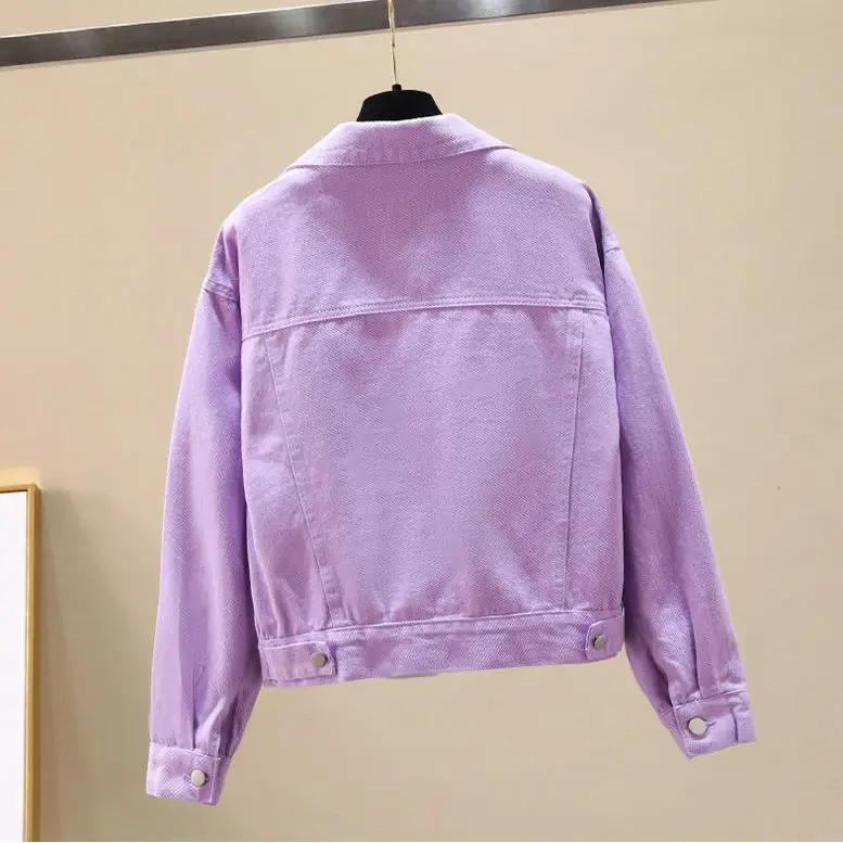 

Short pink yellow fashion foreign style coats women small versatile Jeans Jacket Women's spring new jacket casual coats P3 420