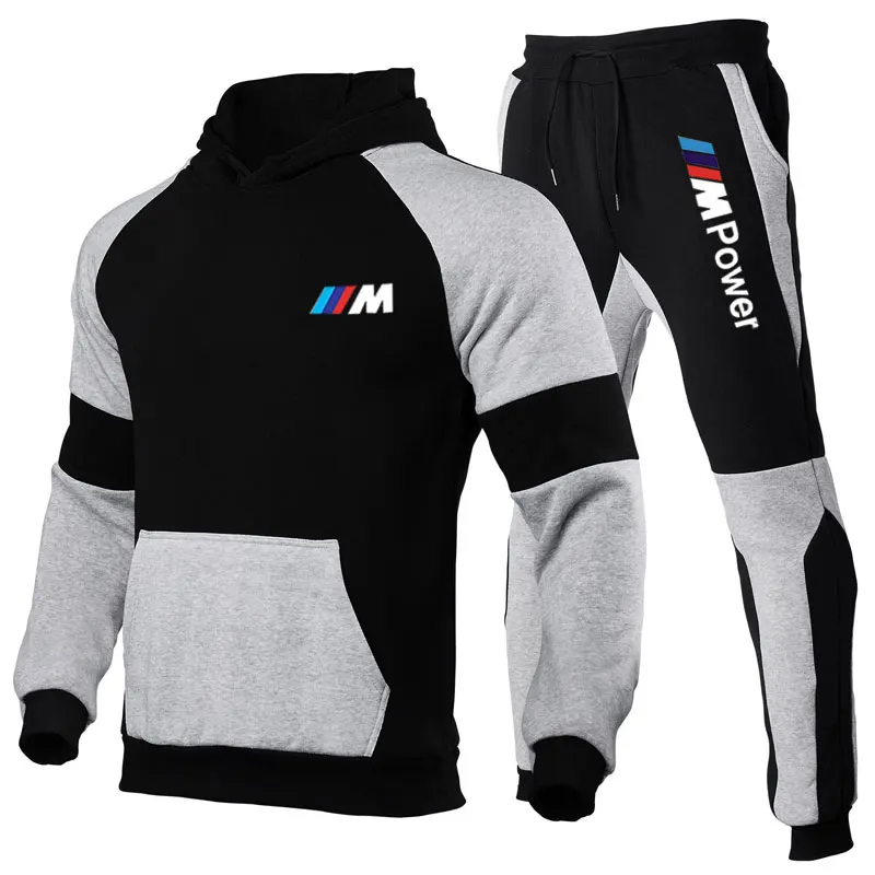 

2021 New 2-piece Set BMW Men's Sportswear with Hood + Jogging Pants Hooded Sweatshirt Men's Casual Wear S-3xl Jacket
