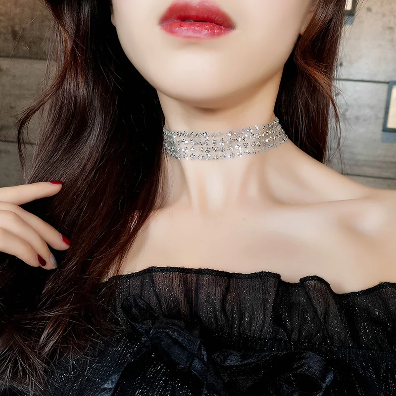 

Gold Sexy and Invisible Necklace Choker Clavicle Chain Women Neck Ornament Neckband Korean-Style Short Necklace