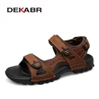 Мужские пляжные сандалии-гладиаторы DEKABR, уличная обувь из натуральной кожи в римском стиле, повседневные шлепанцы, большие размеры 38-48, лето 2019