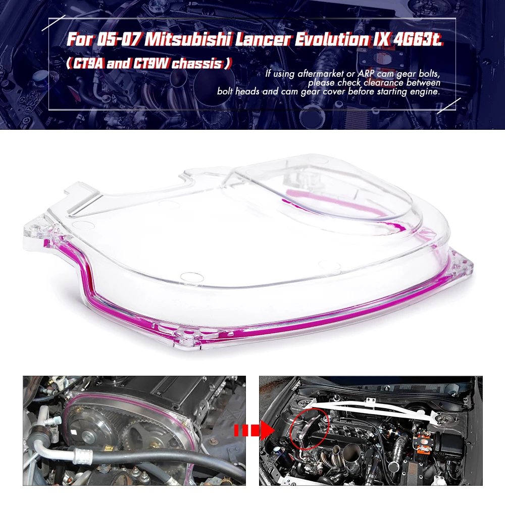 Бесплатная доставка прозрачная камера для Mitsubishi Lancer Evolution EVO 9 IX Mivec 4G63 ременная