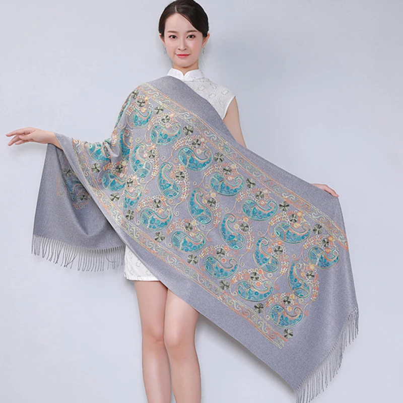 2019 Новое поступление женский цветочный шарф с вышивкой обертывание китайский