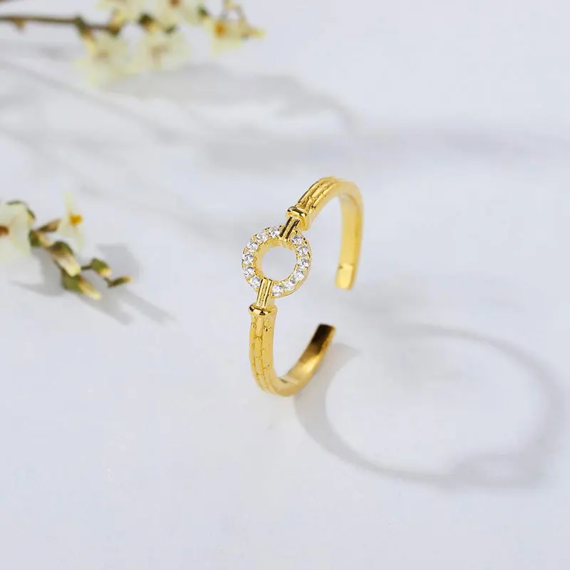 

YC3763R S925 Silver Fashion Delicacy Circular Ring Adjustable Zircon Rings Gift Party Banquet WOMEN'S Jewelry Ring