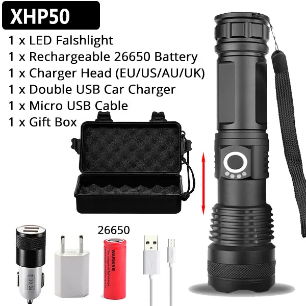 Option C Новейший четырехъядерный самый мощный светодиодный фонарь XLamp XHP70.2 XPH50.2 Zoomable 3 режима освещения светодиодный фонарь 26650 для кемпинга - Испускаемый цвет: Option C