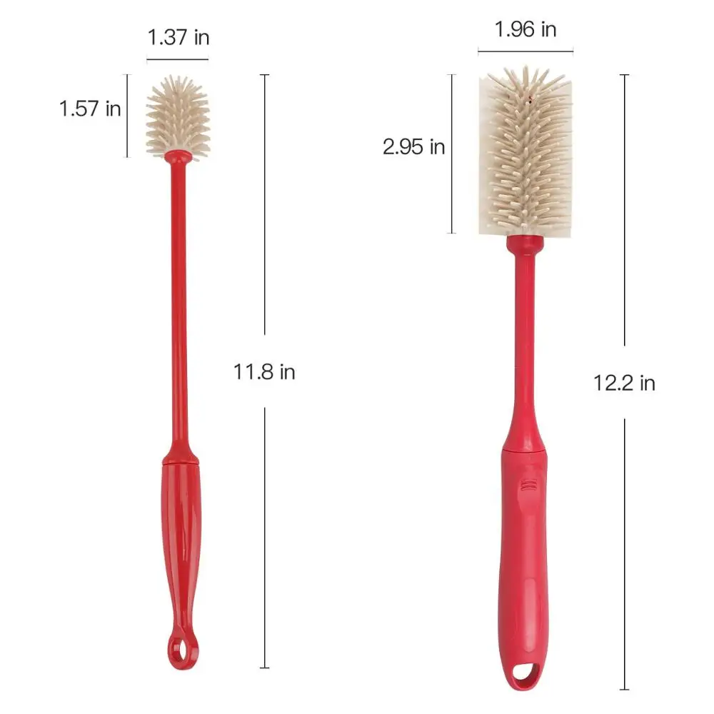 

Eyliden Silicone Water Cup Brush Baby Bottle Brush Set Kitchen Cup Scrubber Brush For Cup Cleaner Red