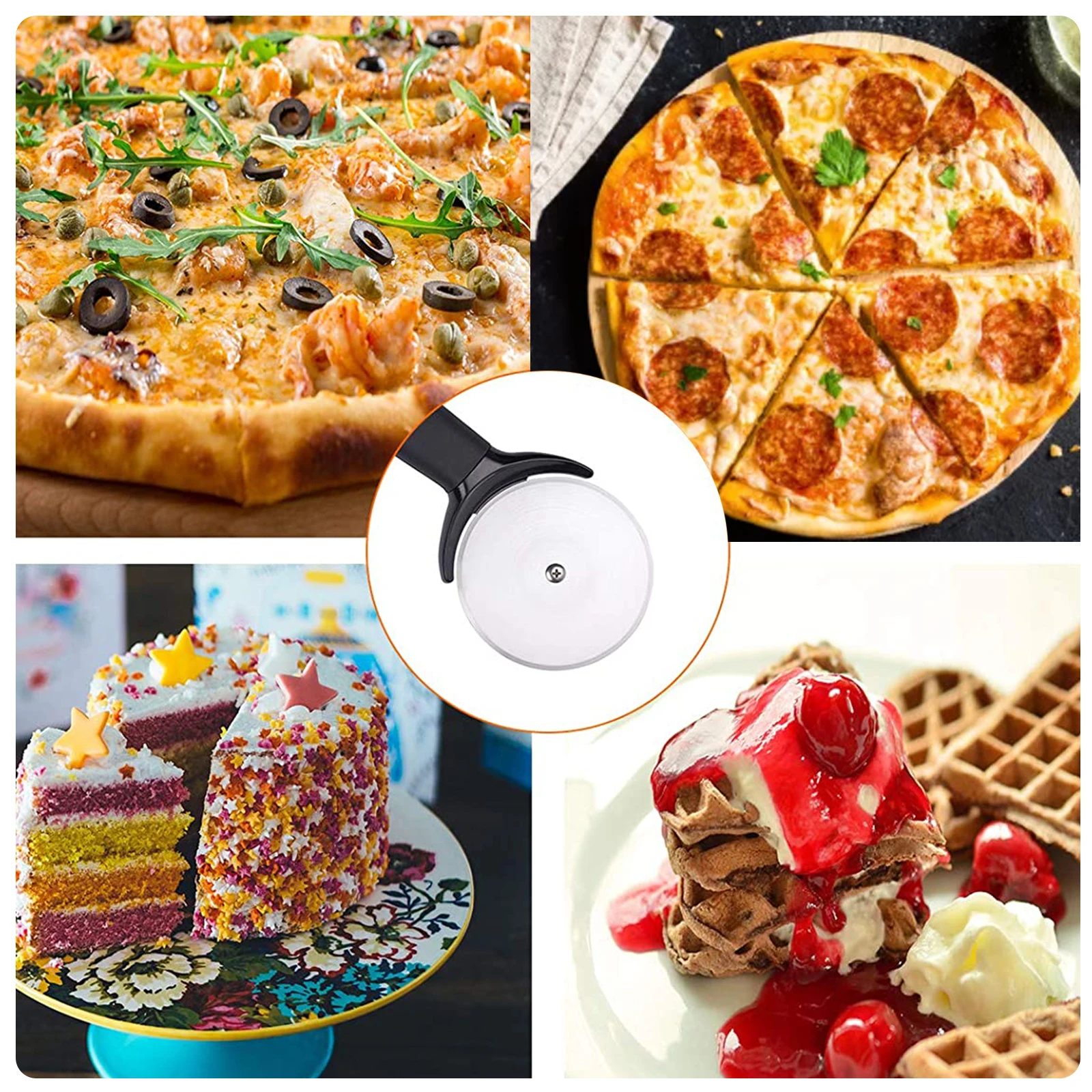 

Stainless Steel Pizza Cutter With Cover Pizza Cutter Wheel With Anti-Slip Handle Knife Cake Bread Pies Pasty Pizza Wheel Tools