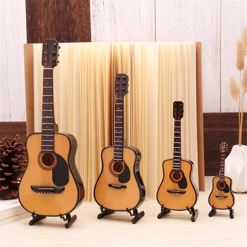 

Mini Full Angle Folk Guitar Guitar Miniature Model Wooden Mini Musical Instrument Model Collection