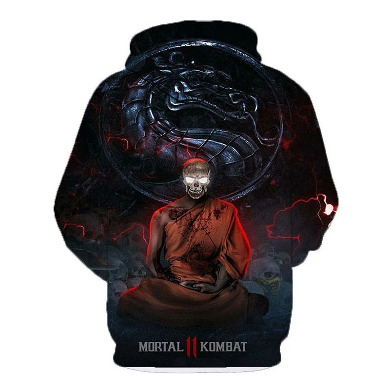 Толстовка Мужская/женская с капюшоном Mortal Kombat 11 Повседневный пуловер в стиле