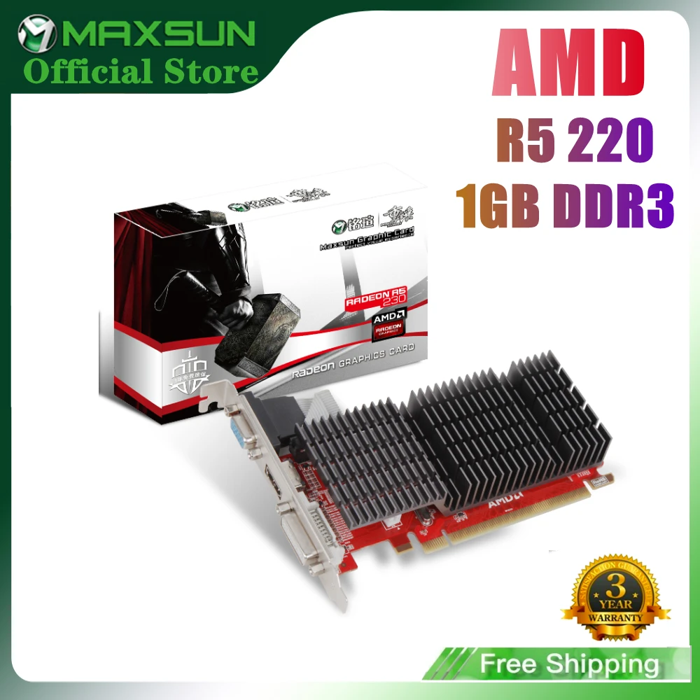 MAXSUN Новый настольный AMD R5 220 1 ГБ GDDR3 графические карты 64-битная HDMI-совместимая VGA DVI